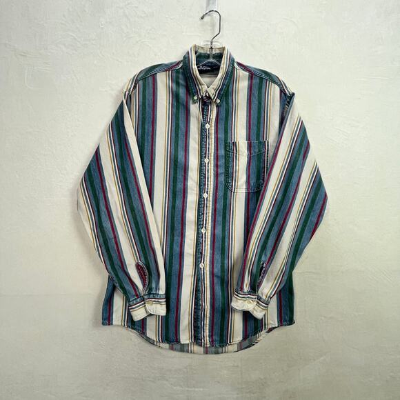 Bon Homme Vintage Striped Button Up Size L (16-18) Boys Made In USA 90s - Picture 4 of 11